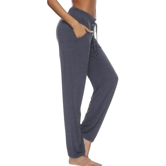 Comfy Blue Sweatpants Women's Medium Loungewear Yoga Pants Pockets Stretch Cozy - Picture 5 of 14